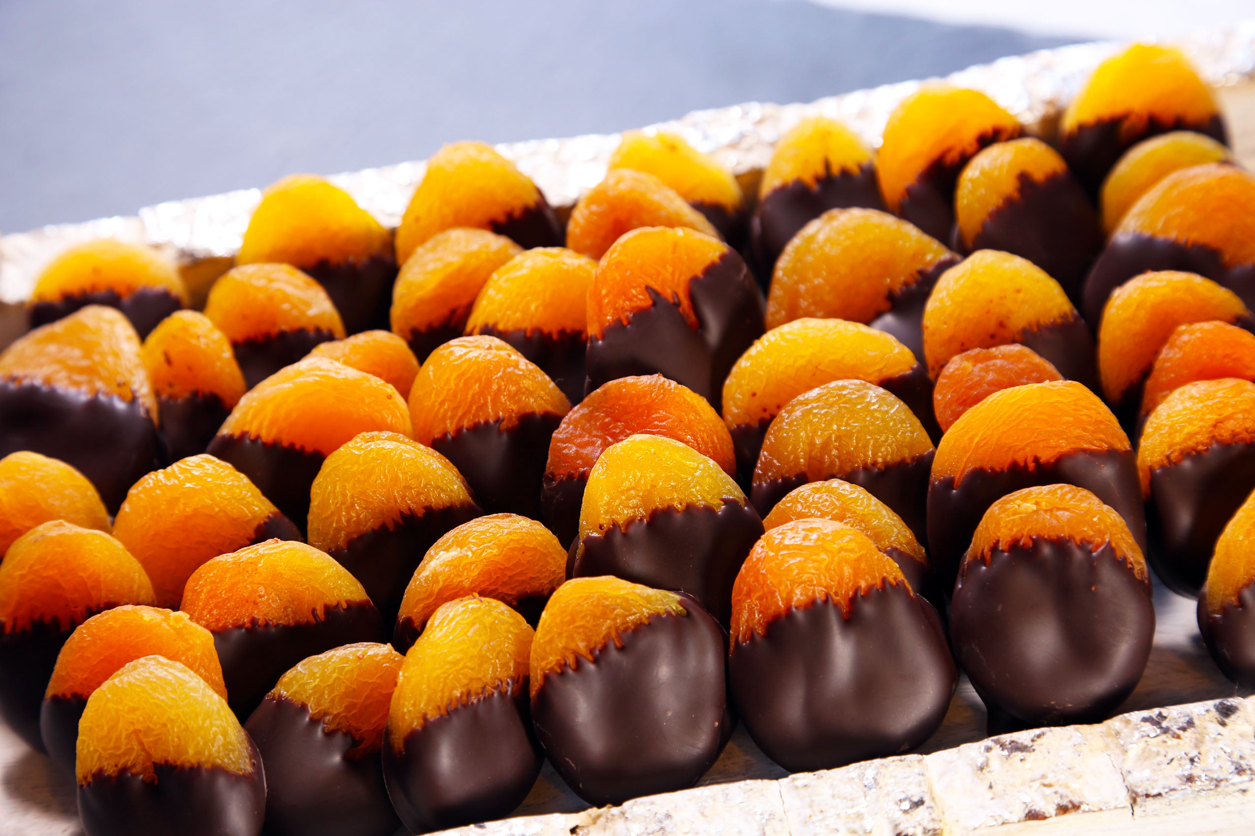 Chocolate dipped apricots